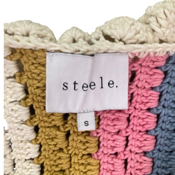 Steele the Label Kai Crochet Polo Top Button Front Striped Boho Australia - Picture 8 of 15